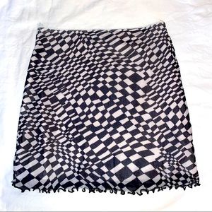 Urban Outfitters Black & White Psychedelic Checkered Skirt